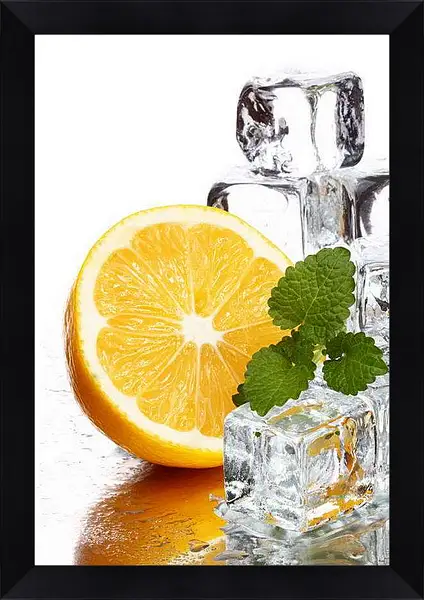 Картина в раме - Лед и апельсин. Освежающий Лимон.