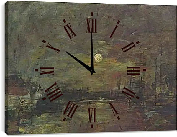 Часы картина - Abenddammerung uber dem Hafen von Le Havre. Эжен Буден