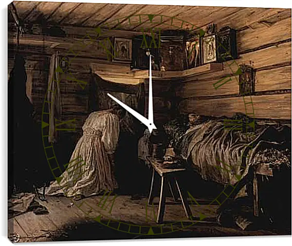 Часы картина - Больной муж. Максимов Василий Максимович