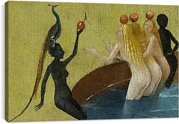 Постер на подрамнике - Women with peacock. Иероним Босх