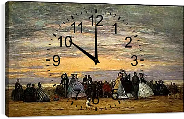 Часы картина - The Beach at Villerville. Эжен Буден