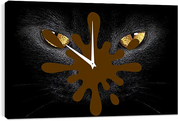 Часы картина - Взгляд черного кота