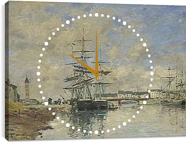 Часы картина - Deauville Harbour. Эжен Буден