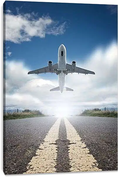 Постер на подрамнике - Взлет самолета