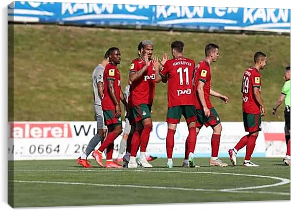 Постер на подрамнике - Празднование гола. Локомотив Москва. Lokomotiv Moscow