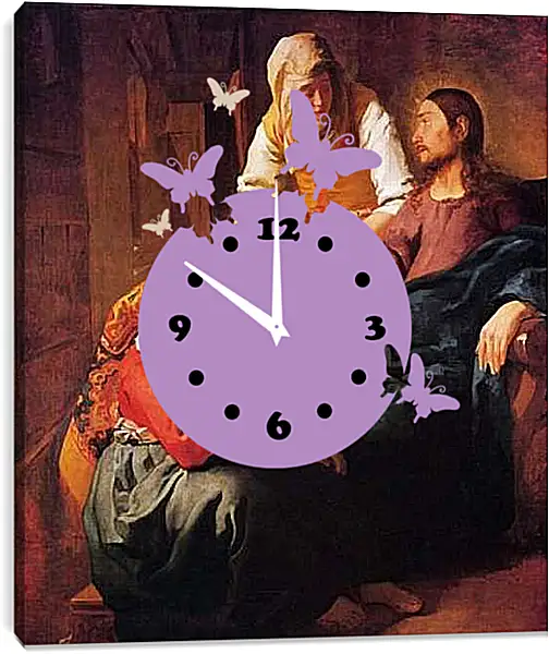 Часы картина - Христос в доме Марии и Марфы (1665). Ян (Йоханнес) Вермеер