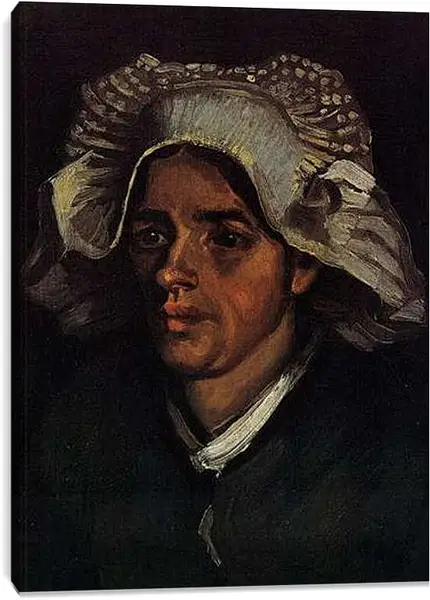 Постер на подрамнике - Head of a Peasant Woman with White Cap 2. Винсент Ван Гог