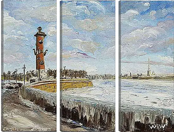 Модульная картина - Берег Невы. Санкт Петербург