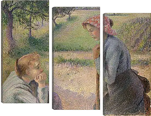 Модульная картина - Молодые крестьянки. Камиль Писсарро
