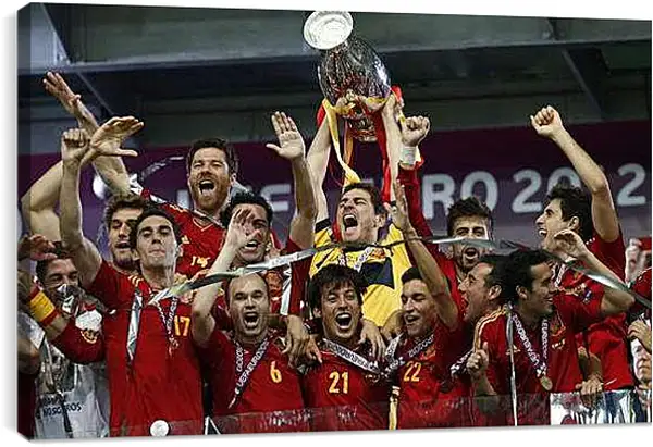 Постер на подрамнике - Сборная Испании чемпионы Европы по футболу