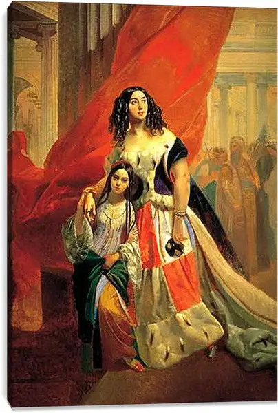 Постер на подрамнике - Портрет графини Юлии Павловны Самойловой. Брюллов Карл Павлович