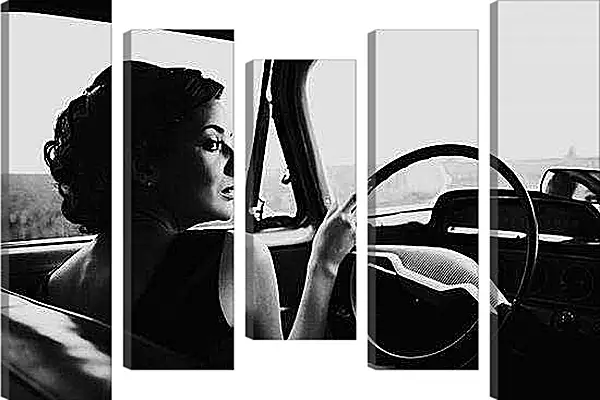 Модульная картина - Девушка за рулем