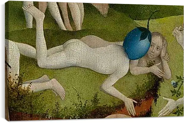 Постер на подрамнике - Detail Man with a plum as head. Иероним Босх