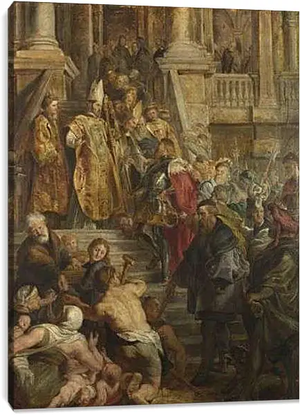 Постер на подрамнике - Saint Bavo is received by Saints Amand and Floribert. Питер Пауль Рубенс