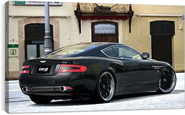 Постер на подрамнике - Черный Астон Мартин DB9