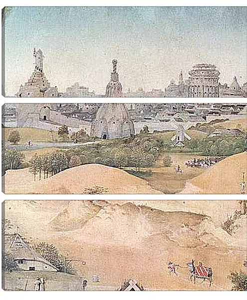 Модульная картина - Epiphanie-Triptychon, Mitteltafel - Anbetung der Heiligen Drei Konige. Иероним Босх