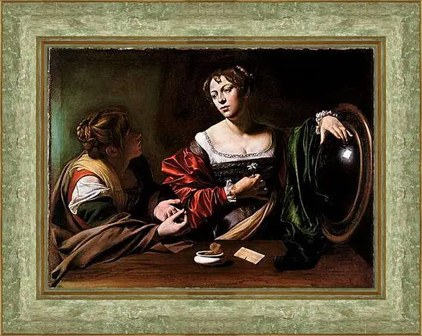 Картина в раме - Martha and Mary Magdalene. Микеланджело Караваджо