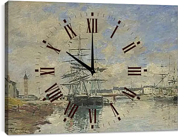 Часы картина - Deauville Harbour. Эжен Буден