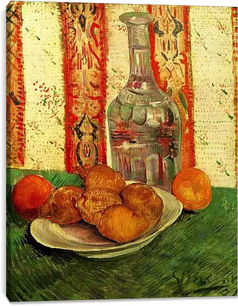Постер на подрамнике - Still Life with Decanter and Lemons on a Plate. Винсент Ван Гог