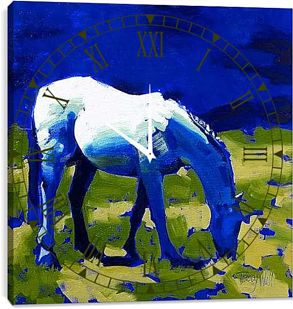 Часы картина - Синяя лошадь