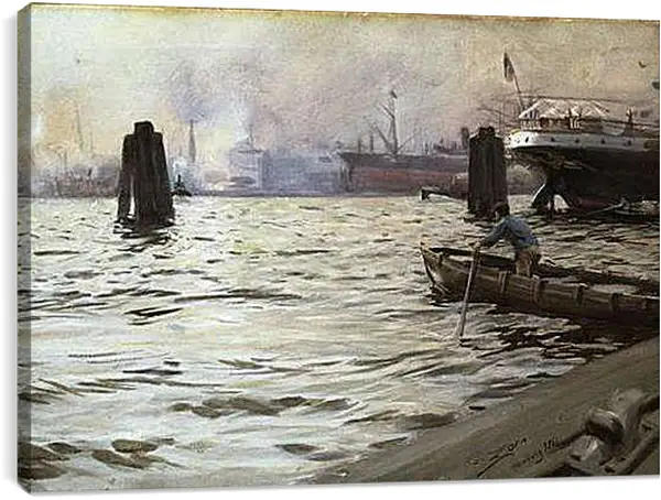 Постер на подрамнике - Hamburg. Порт Гамбурга. Андерс Цорн