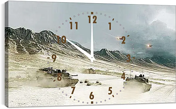 Часы картина - battlefield, tanks, mountains