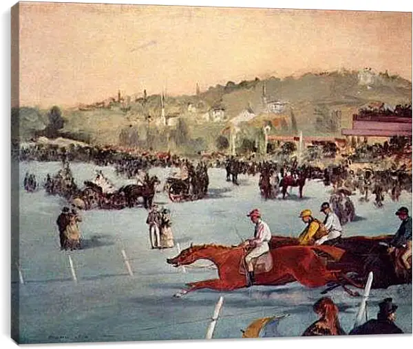 Постер на подрамнике - Rennen im Bois de Boulogne. Эдуард Мане