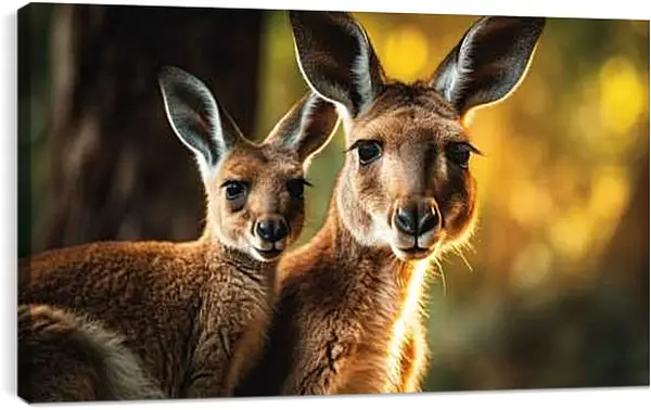 Постер на подрамнике - Кенгуру с детёнышем
