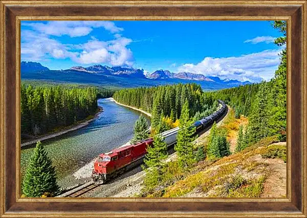 Картина в раме - Поезд в лесу