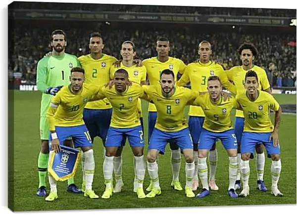Постер на подрамнике - Фото перед матчем сборной Бразилии по футболу