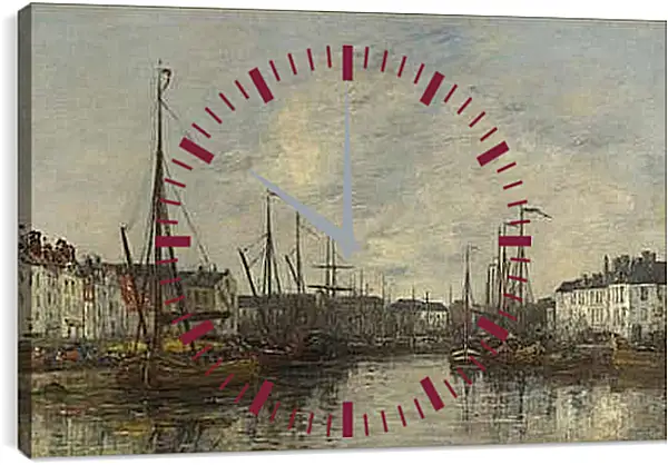 Часы картина - Brussels Harbour. Эжен Буден