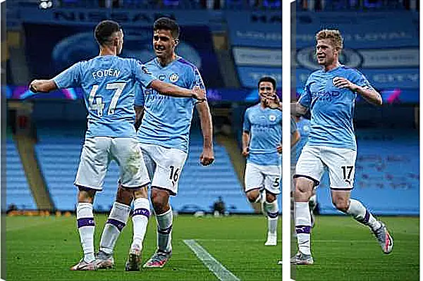 Модульная картина - Празднование гола. Манчестер Сити. Manchester City