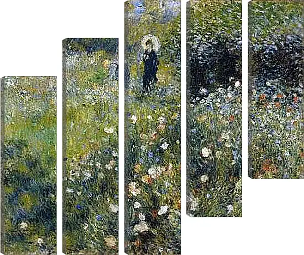 Модульная картина - Женщина с зонтиком в саду. Пьер Огюст Ренуар