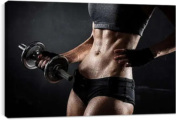 Постер на подрамнике - Работа с гантелей