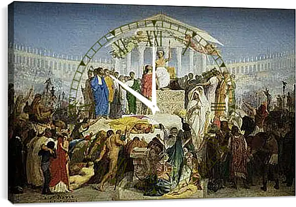 Часы картина - The Age of Augustus - The Birth of Christ. Жан-Леон Жером