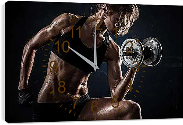 Часы картина - Работа с одной гантелей на бицепс