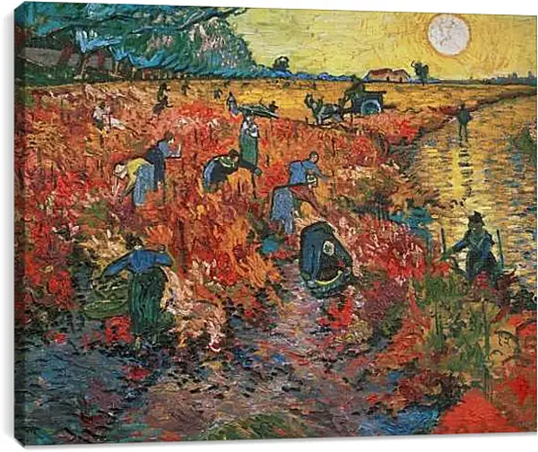 Постер на подрамнике - Red Vineyards at Arles (Красные виноградники в Арли). Винсент Ван Гог