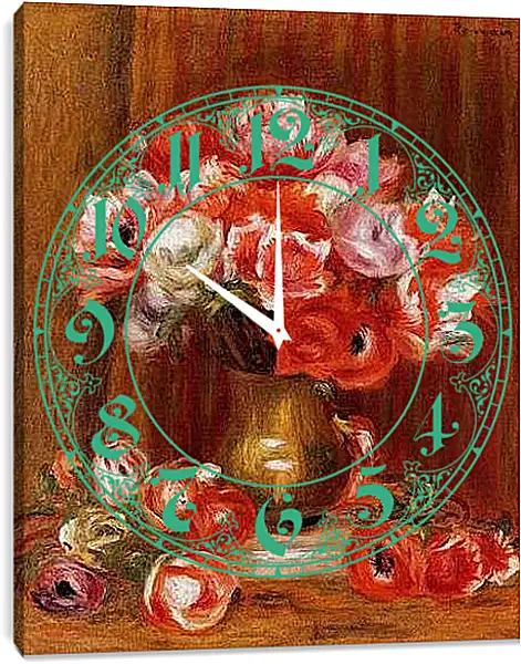 Часы картина - Anemones. Пьер Огюст Ренуар