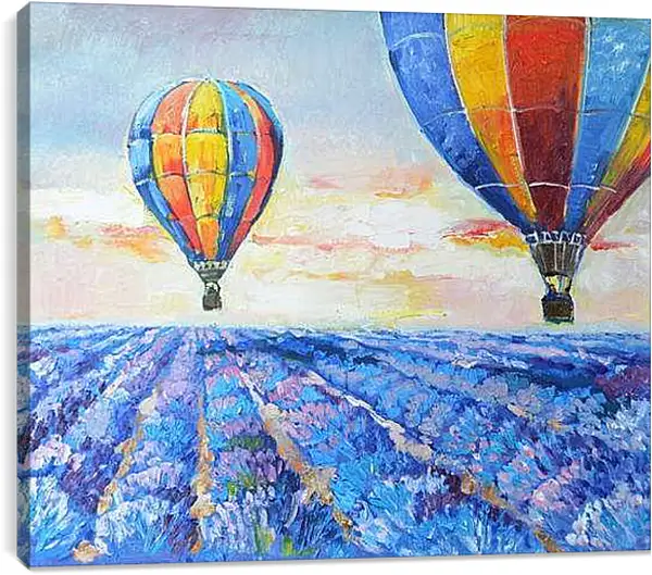 Постер на подрамнике - Воздушные шары над полем