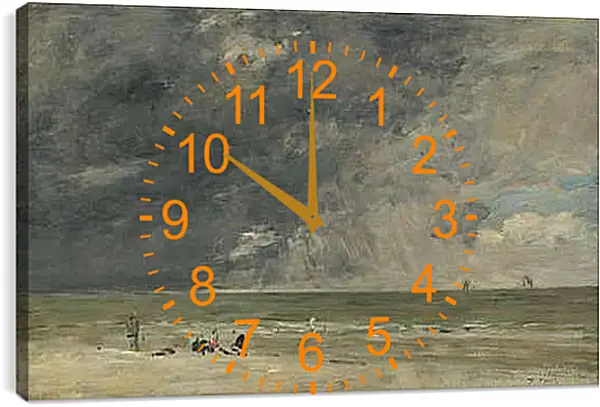 Часы картина - Beach Scene, Trouville. Эжен Буден