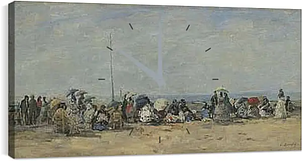 Часы картина - Beach Scene, Trouville. Эжен Буден