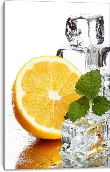 Постер на подрамнике - Лед и апельсин. Освежающий Лимон.
