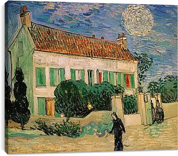 Постер на подрамнике - La maison blanche la nuit. Винсент Ван Гог