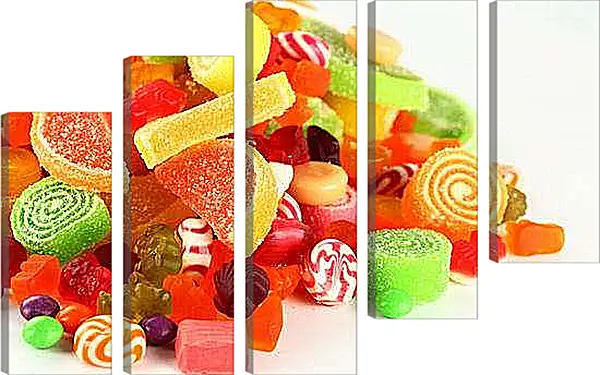 Модульная картина - Мармелад разных вкусов и цветов. Сладкая Радуга.