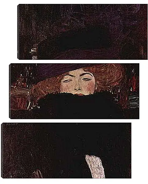 Модульная картина - Dame mit Hut und Federboa. Густав Климт
