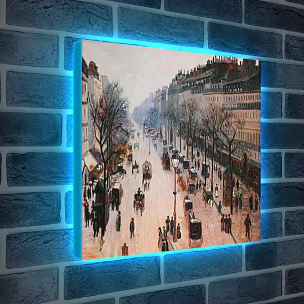 Лайтбокс световая панель - Бульвар Монмартр зимним утром. Камиль Писсарро