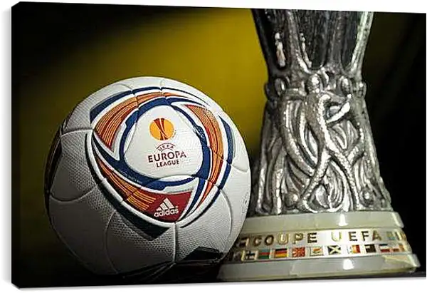 Постер на подрамнике - Мяч и кубок УЕФА