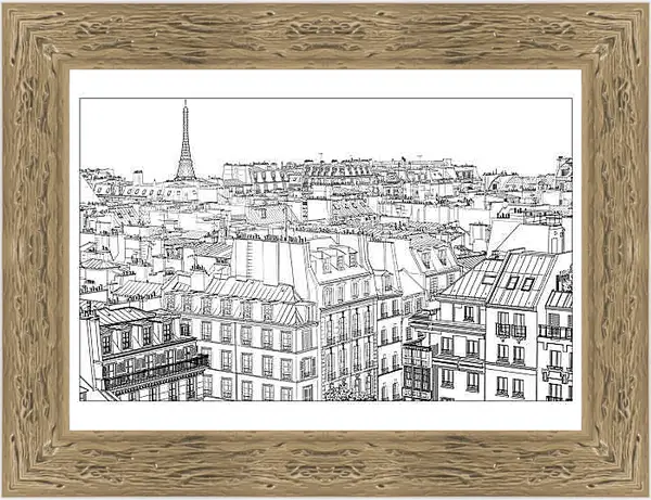 Картина в раме - Париж рисунок карандашом