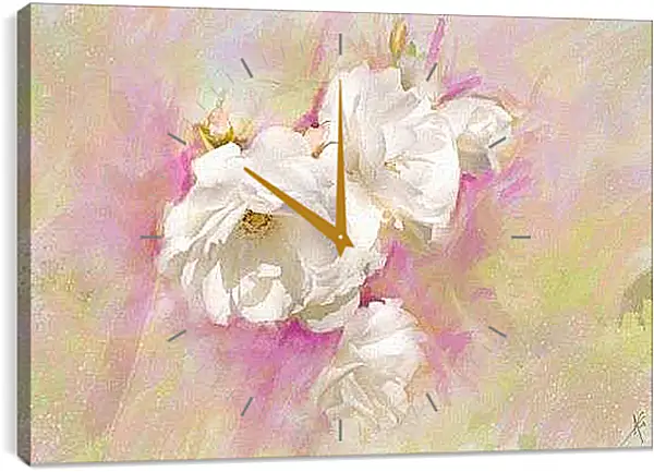 Часы картина - Белые цветы