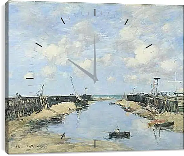 Часы картина - The Entrance to Trouville Harbour. Эжен Буден